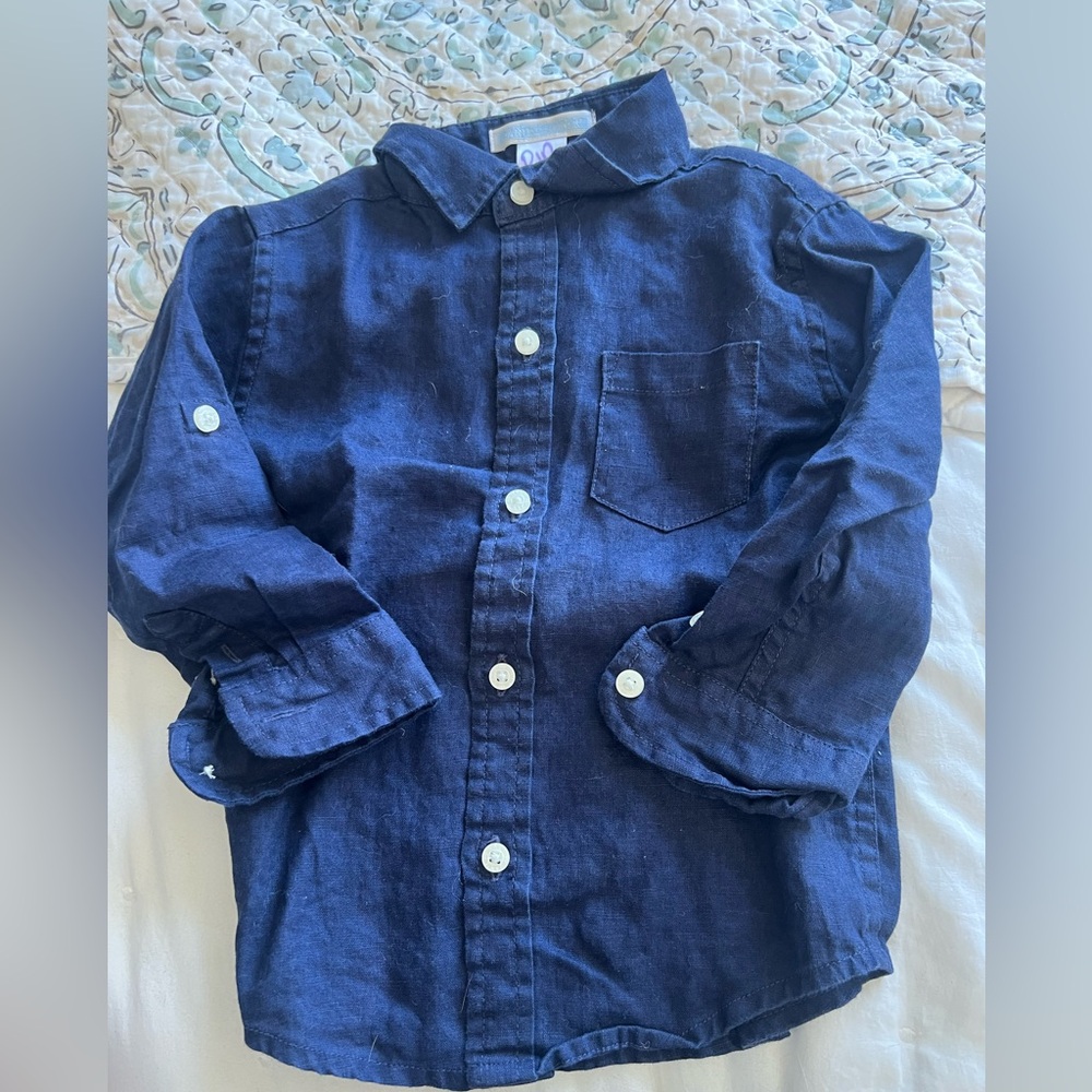 Janie and Jack Boy’s Line Navy Button Down